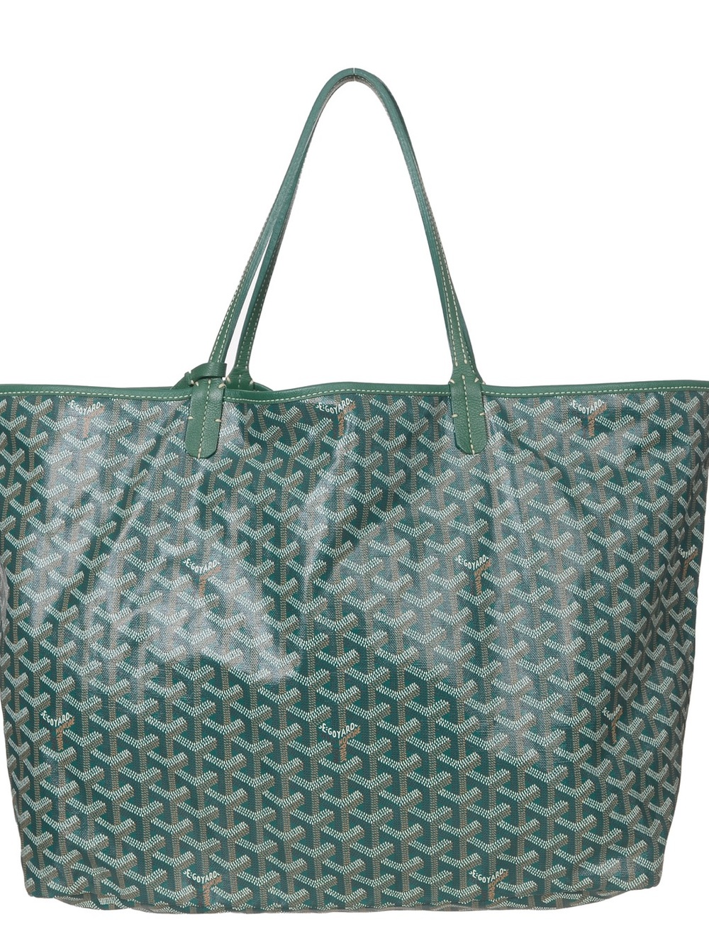 ♥️ Goyard Saint Louis Large Green Goyardine Canvas Leather Tote♥️